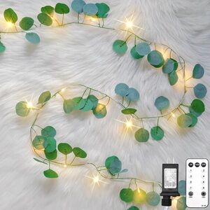 Green Leaf String Lights with Remote